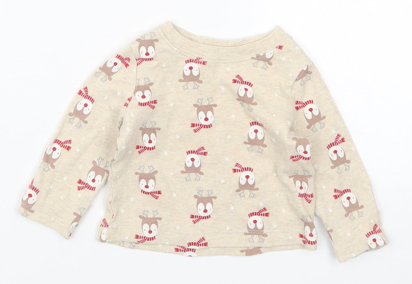 George Baby Beige Solid  Cami Pyjama Top Size 0-3 Months  - Rudolph Christmas