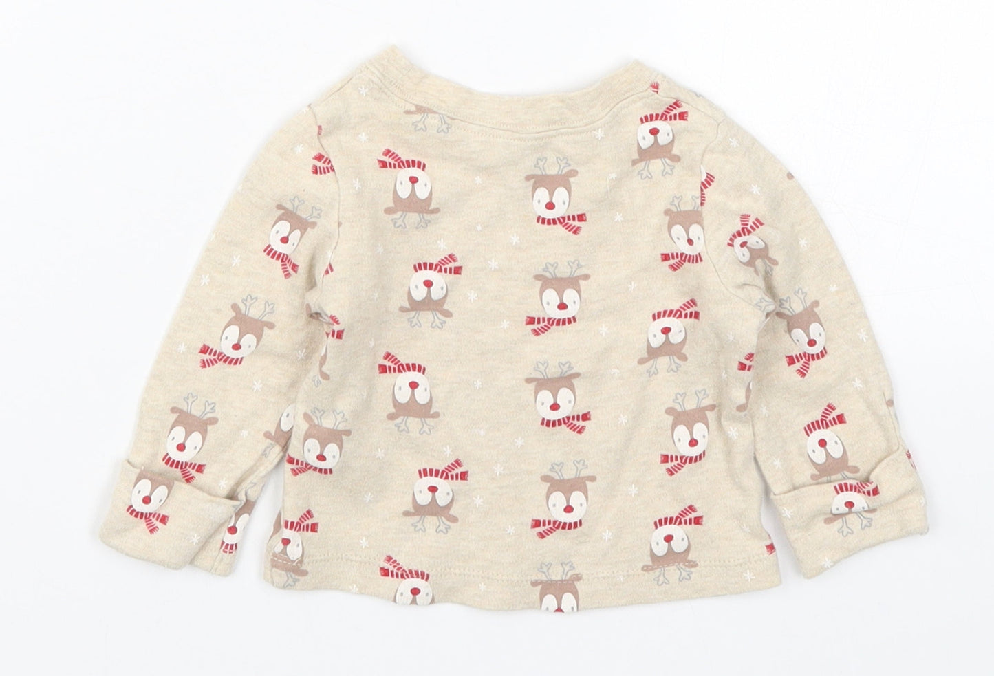 George Baby Beige Solid  Cami Pyjama Top Size 0-3 Months  - Rudolph Christmas