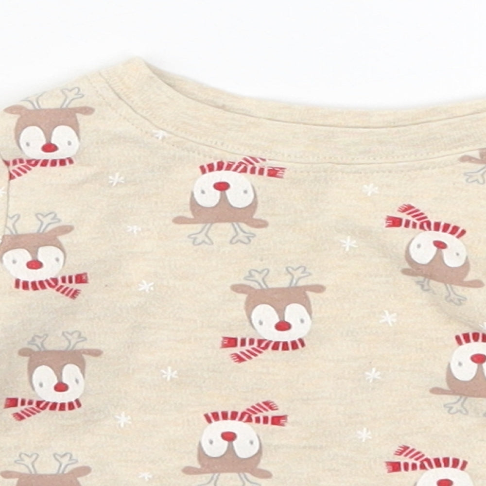 George Baby Beige Solid  Cami Pyjama Top Size 0-3 Months  - Rudolph Christmas