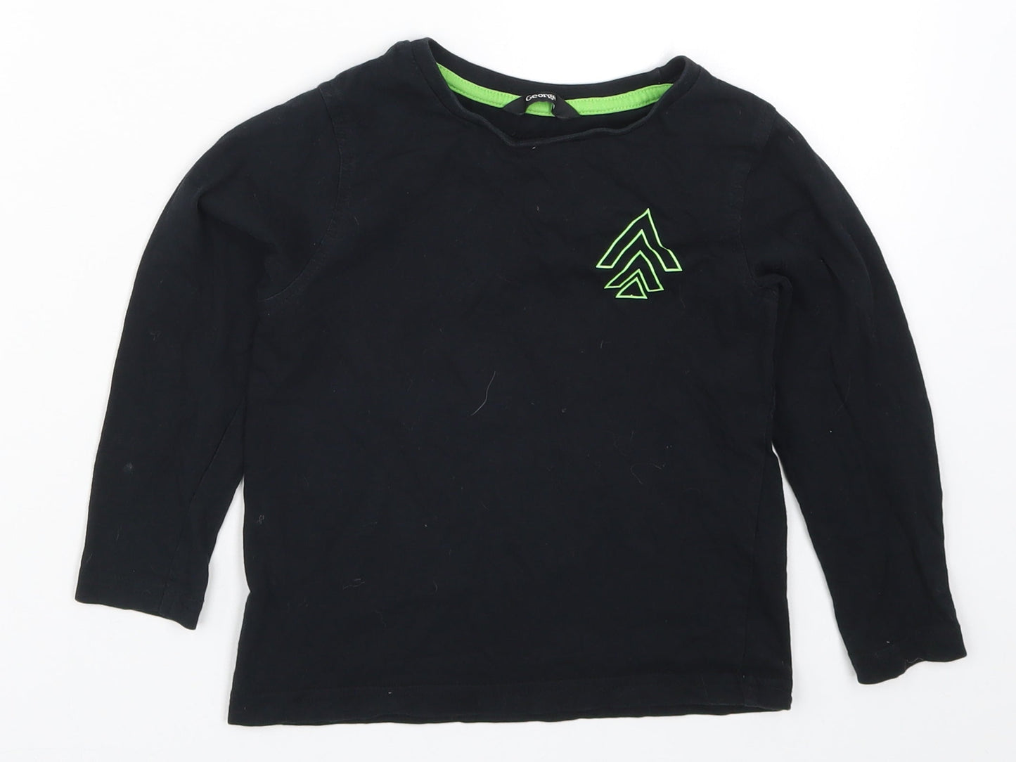 George Boys Black   Basic T-Shirt Size 4-5 Years  - Green Arrows