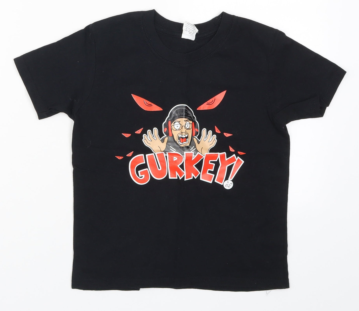 Gildan Boys Black   Basic T-Shirt Size 5-6 Years  - Gurkey