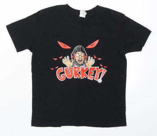 Gildan Boys Black   Basic T-Shirt Size 5-6 Years  - Gurkey