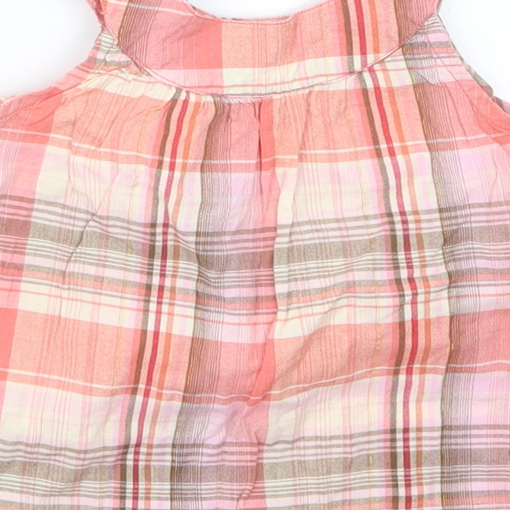 George Girls Pink Check  Basic T-Shirt Size 12-18 Months