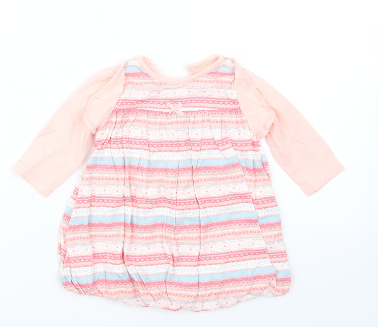 George Girls Pink Geometric  T-Shirt Dress  Size 3-6 Months