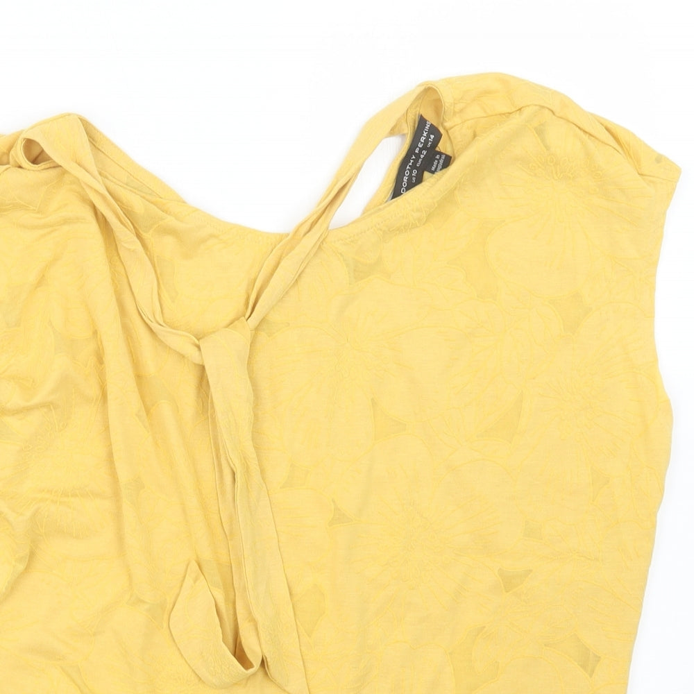 Dorothy Perkins Womens Yellow   Basic T-Shirt Size 14