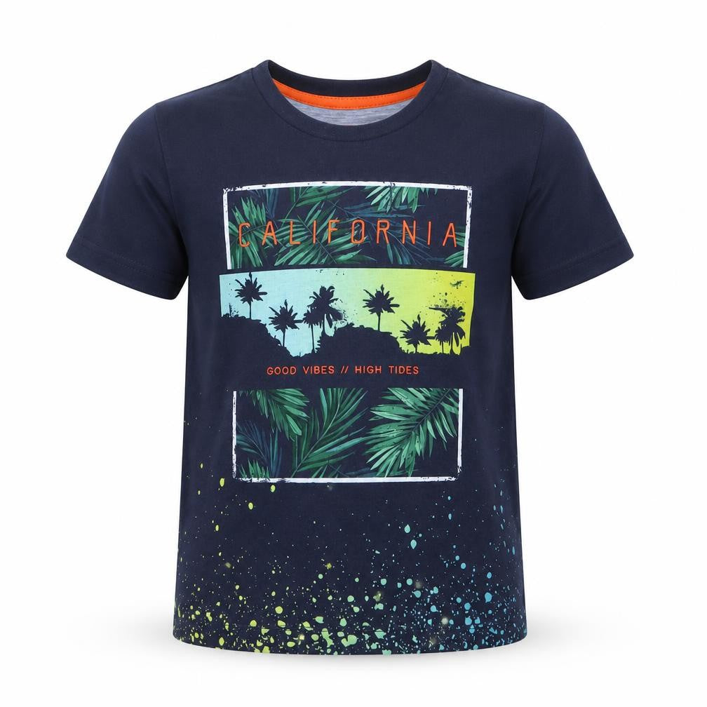 Matalan Boys Blue Geometric  Basic T-Shirt Size 6 Years