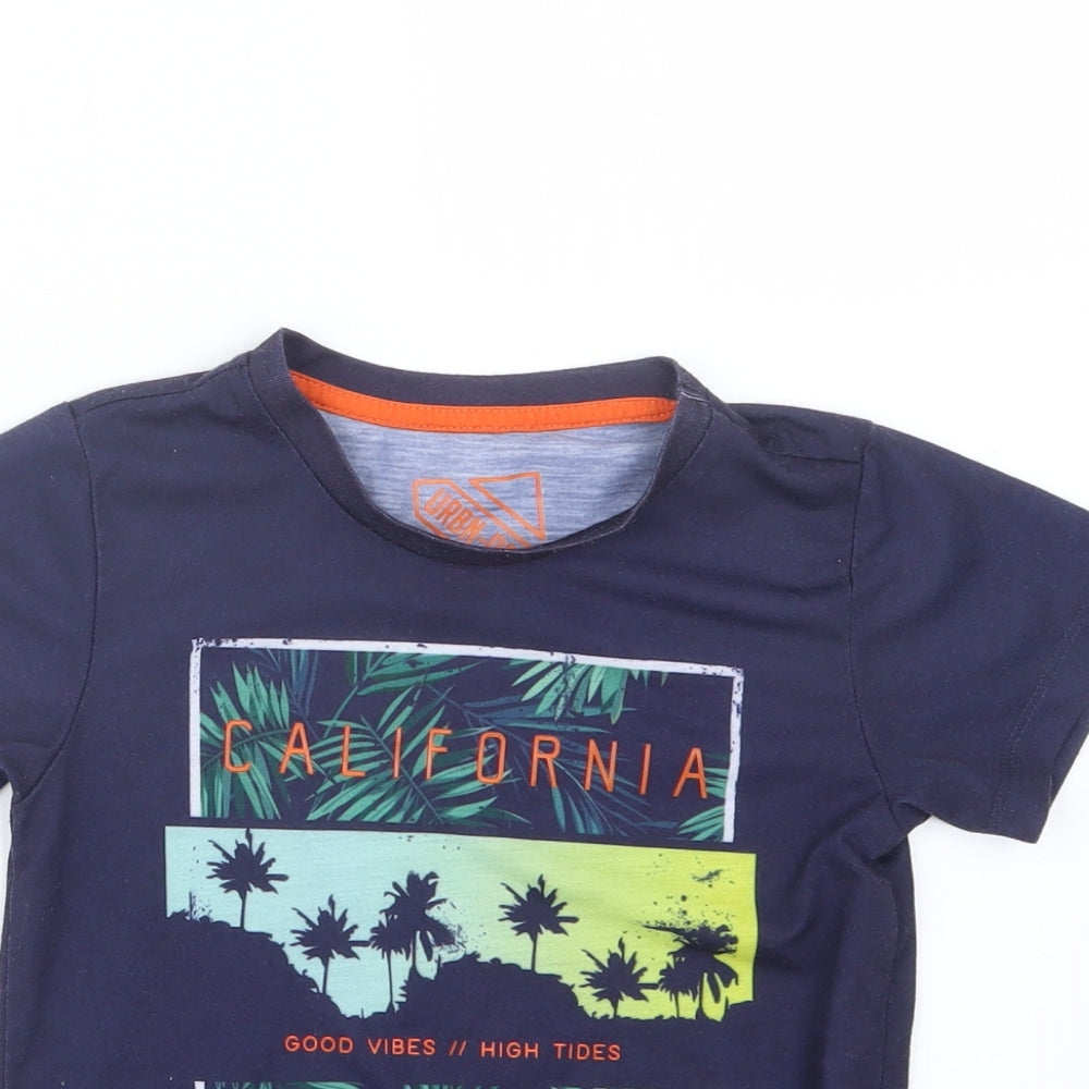 Matalan Boys Blue Geometric  Basic T-Shirt Size 6 Years