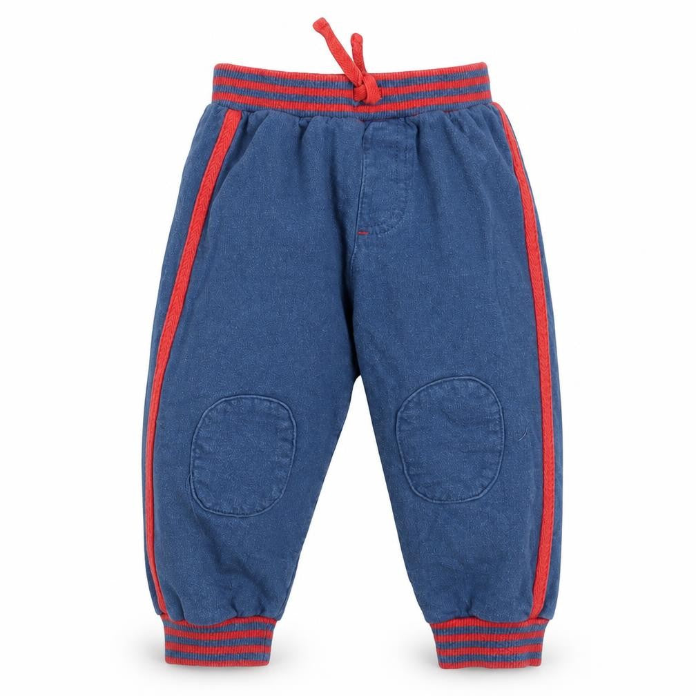 Front view of Tu Baby Blue Jogger Trousers, size 9-12, Months - Waist 16in; Inside leg 8in