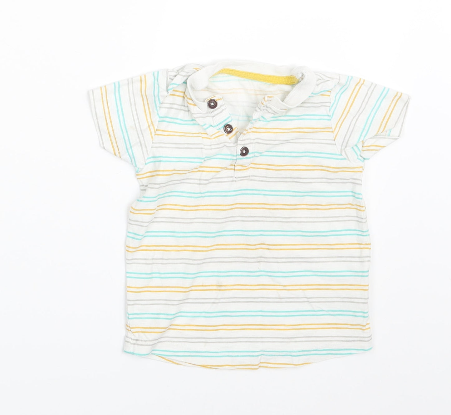 Matalan Boys White Striped  Basic T-Shirt Size 24 Months