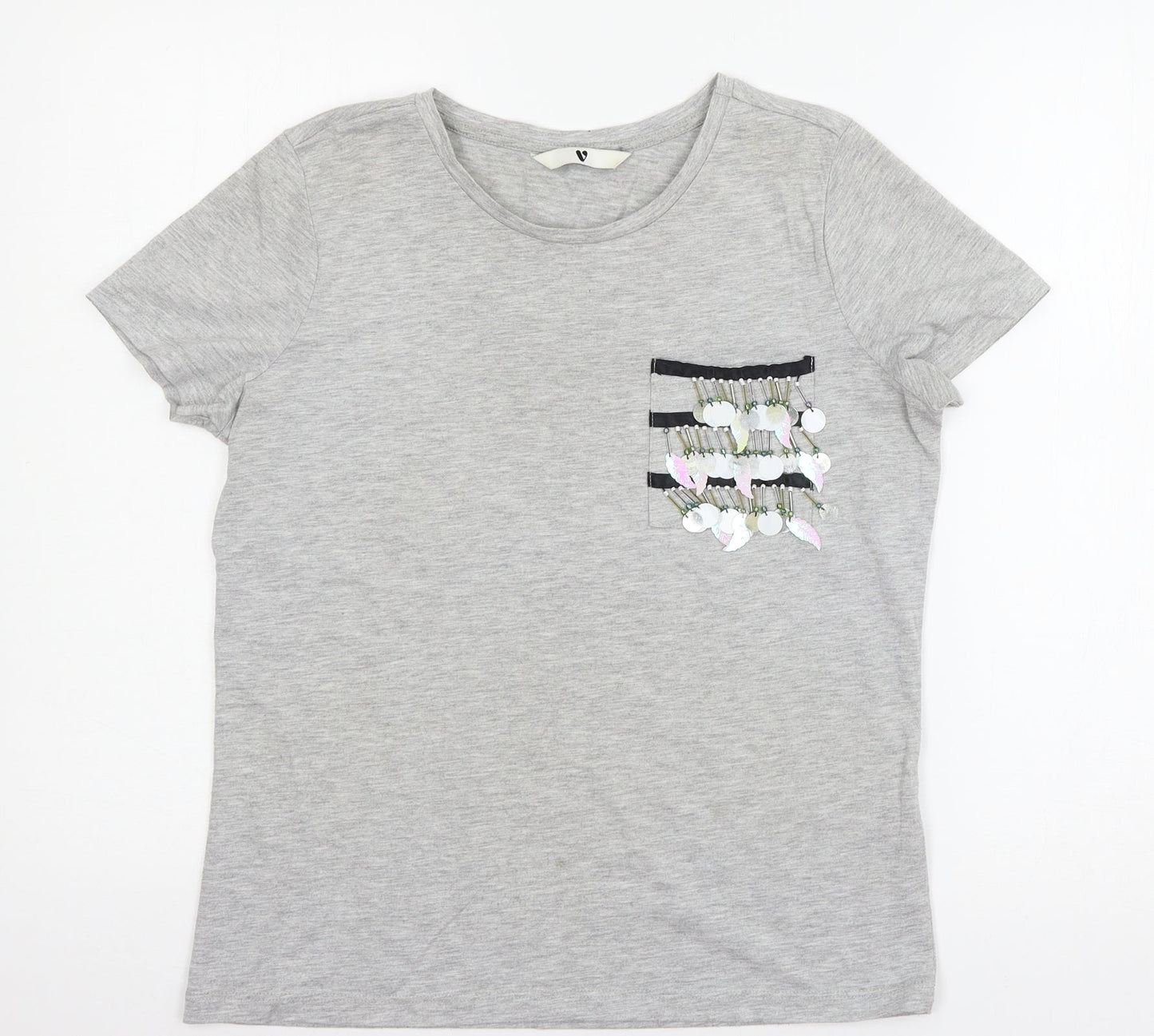 Very Womens Grey  Jersey Basic T-Shirt Size 10