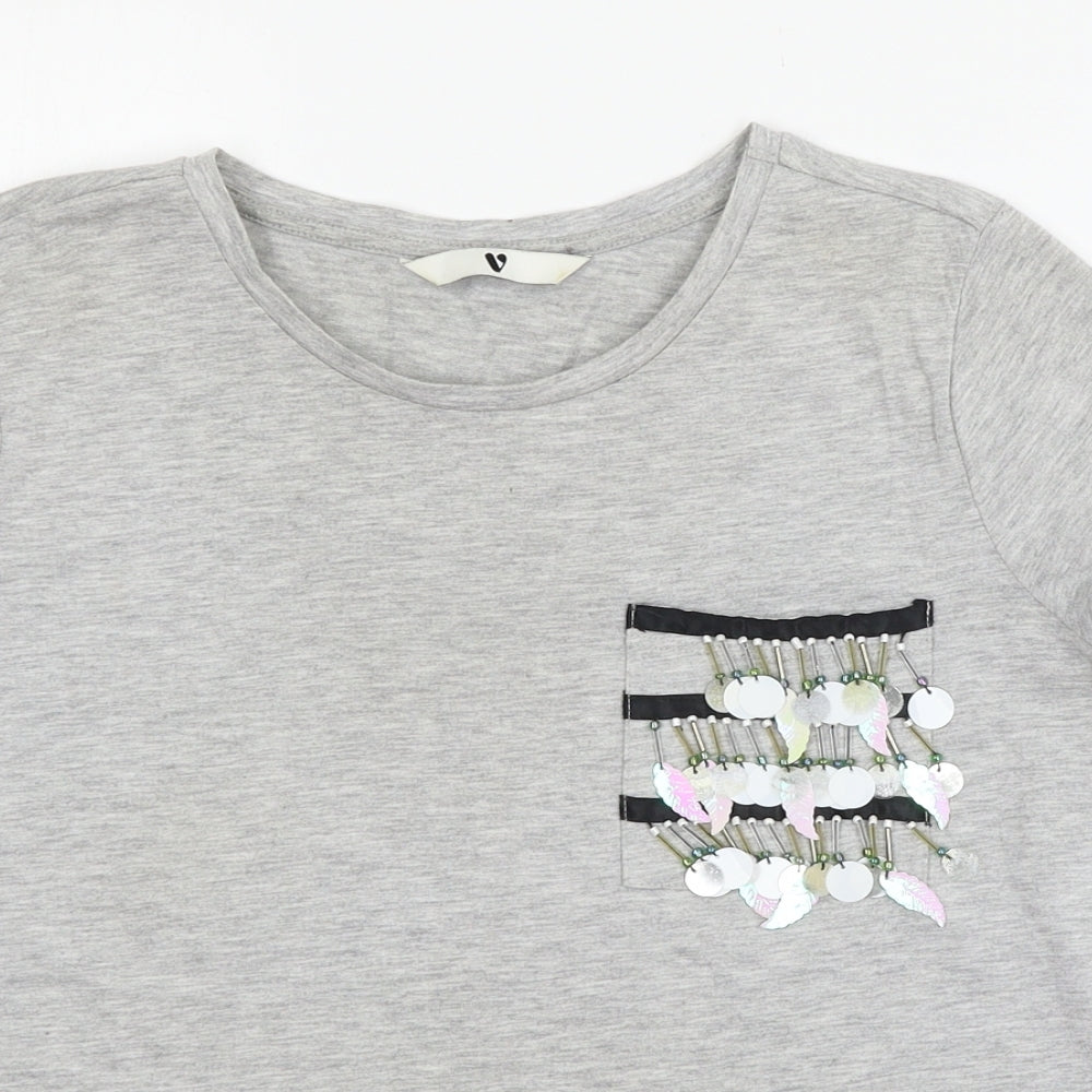 Very Womens Grey  Jersey Basic T-Shirt Size 10