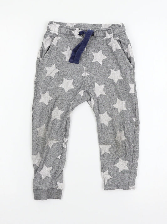 Marks and Spencer Girls Grey Geometric Jersey Capri Pyjama Pants Size 3-4 Years  - Stars