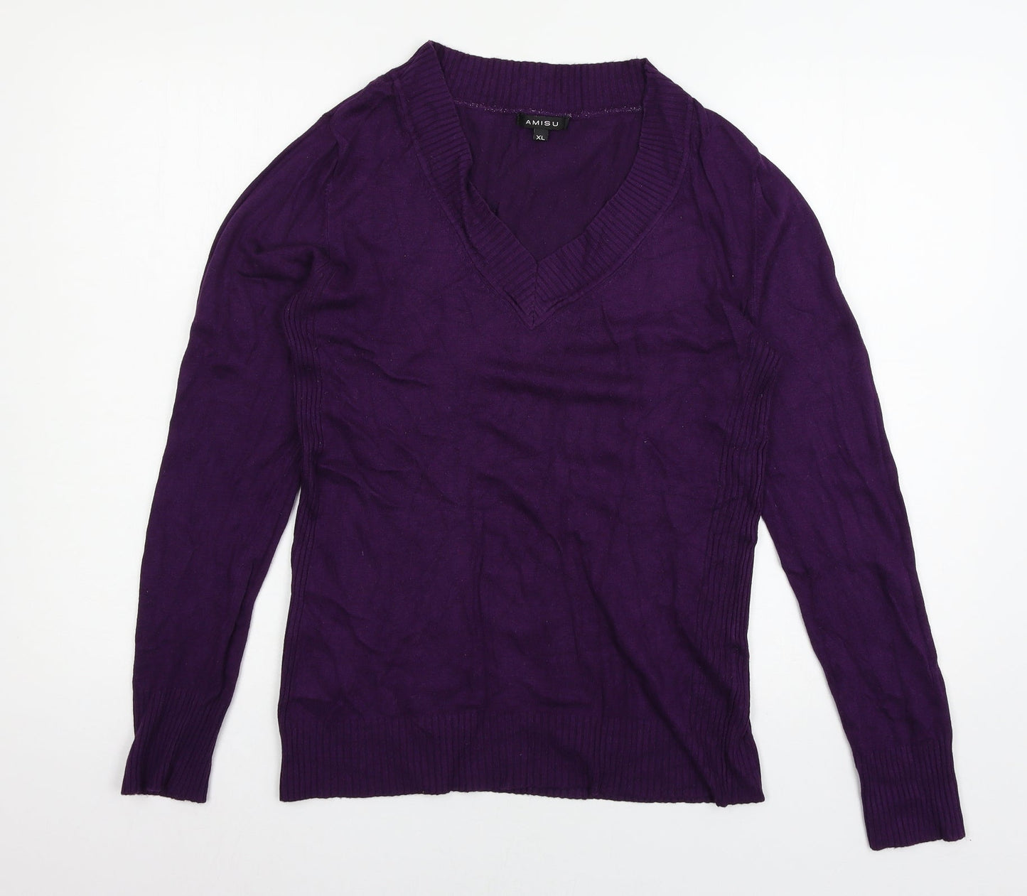 Amisu Womens Purple  Knit Pullover Jumper Size XL