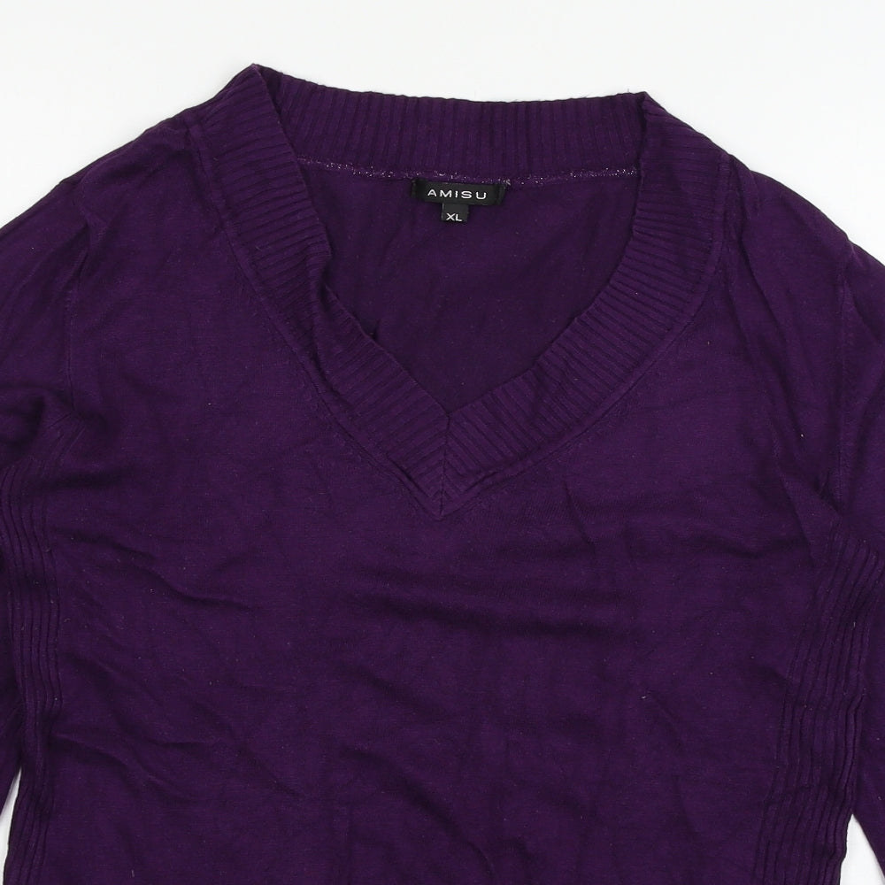 Amisu Womens Purple  Knit Pullover Jumper Size XL