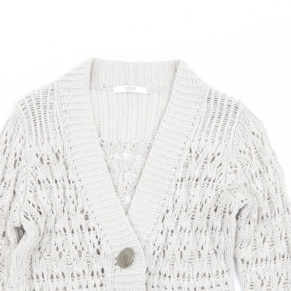 M&S Womens Grey   Cardigan Jumper Size 8