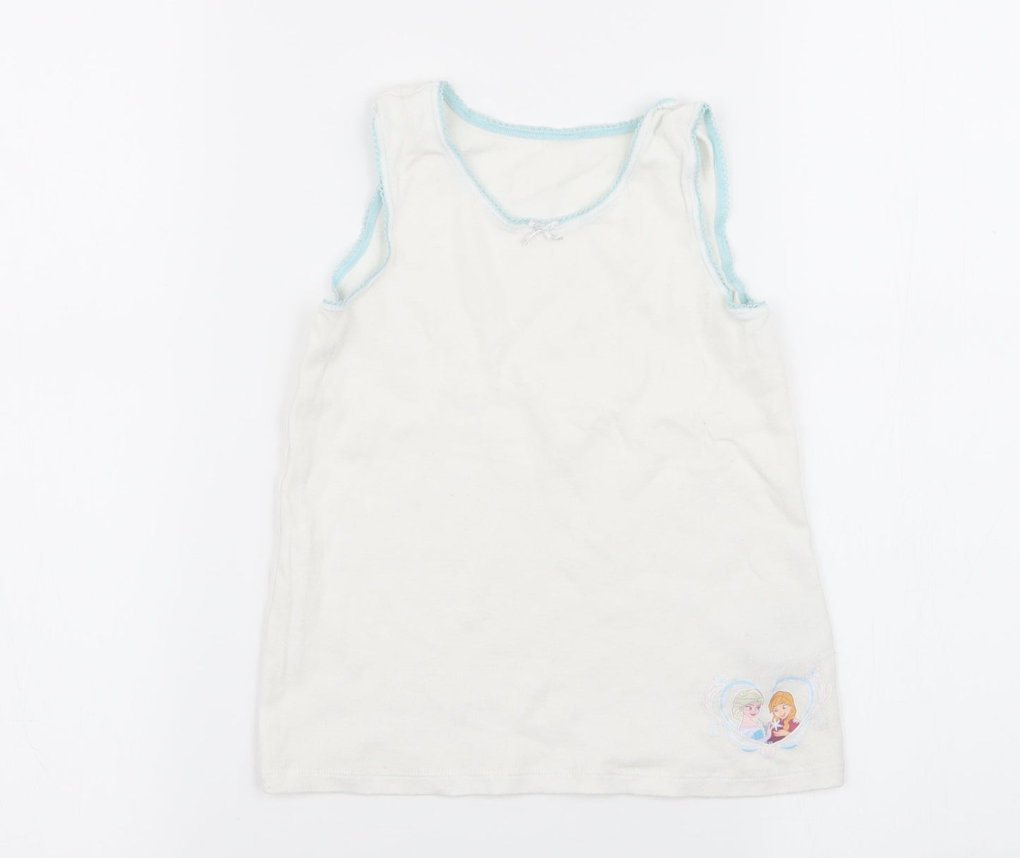 M&S Girls White   Basic Tank Size 6-7 Years