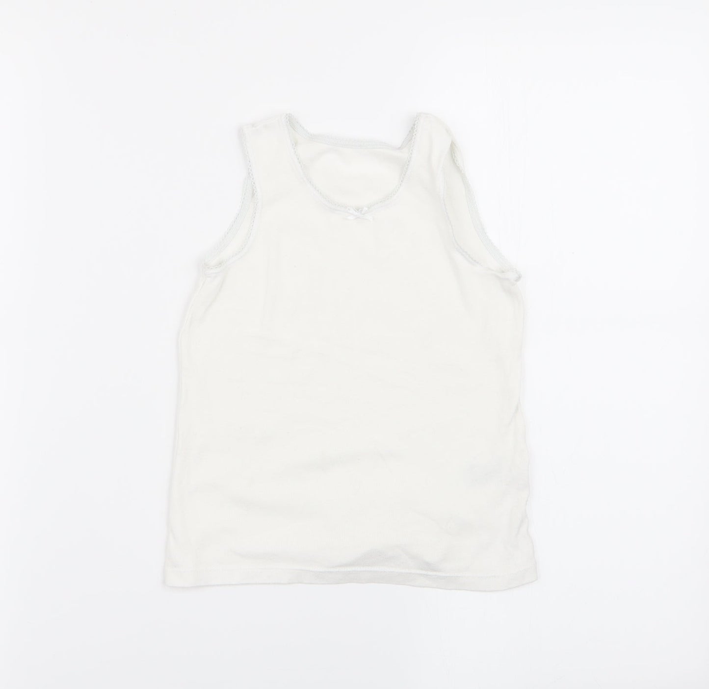 M&S Girls White   Basic Tank Size 7-8 Years