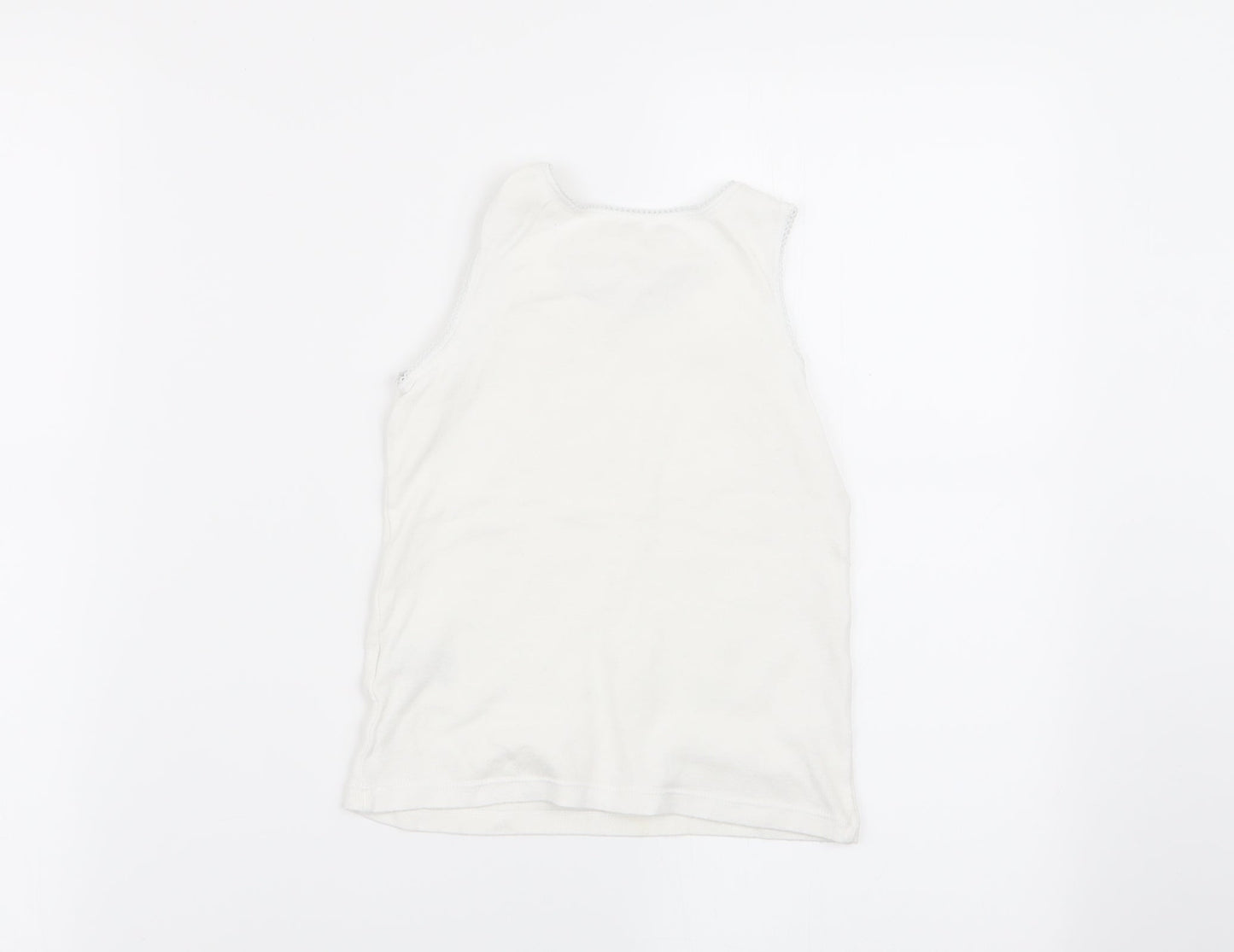 M&S Girls White   Basic Tank Size 7-8 Years