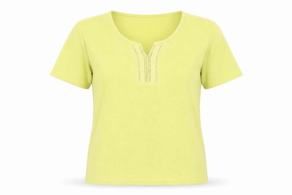 Front view of love tees women’s green basic t-shirt, size UK 18