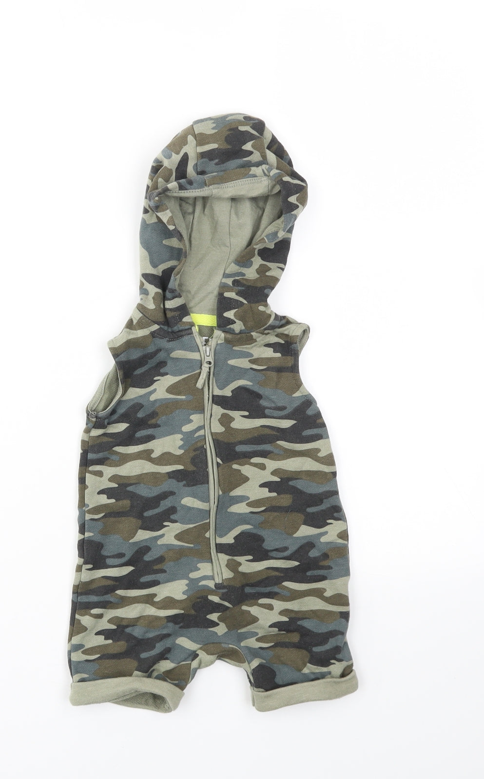 F&F Boys Green Camouflage  Dungaree One-Piece Size 3-6 Months