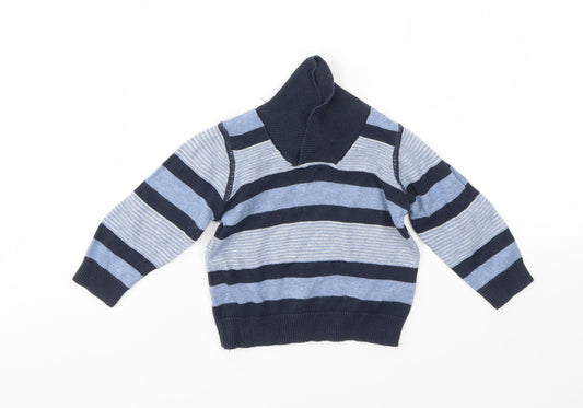 Earlydays Boys Blue Striped  Pullover Jumper Size 0-3 Months