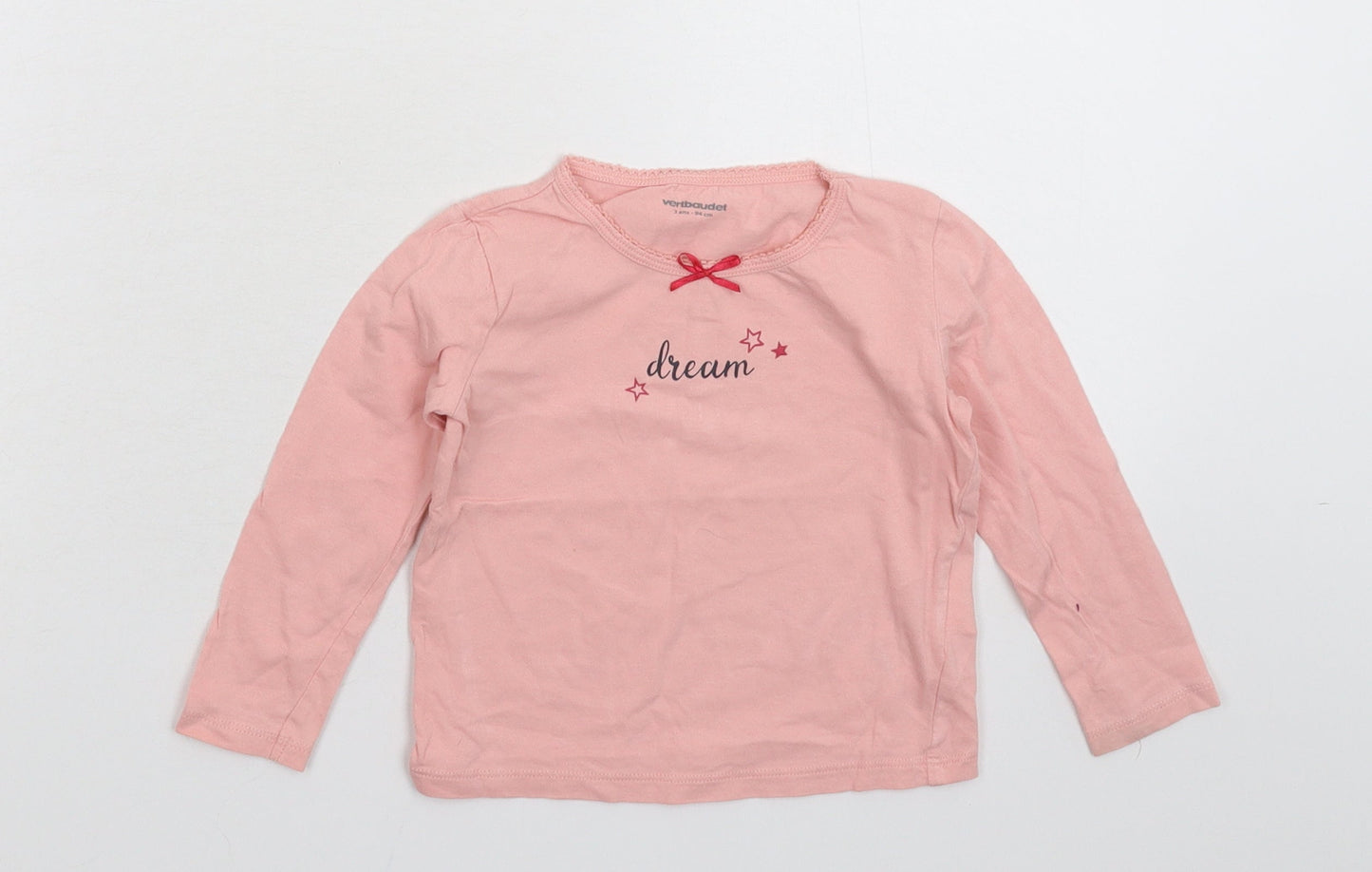 Vertbaudet Girls Pink   Basic T-Shirt Size 3 Years