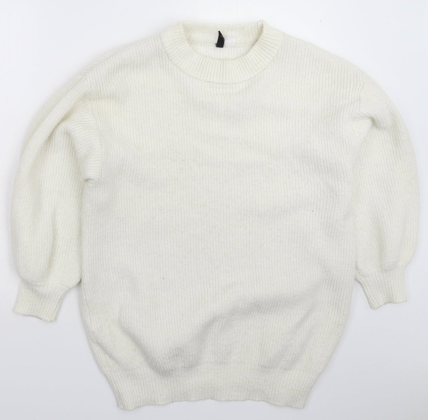 Divided Womens White  Knit Pullover Jumper Size L