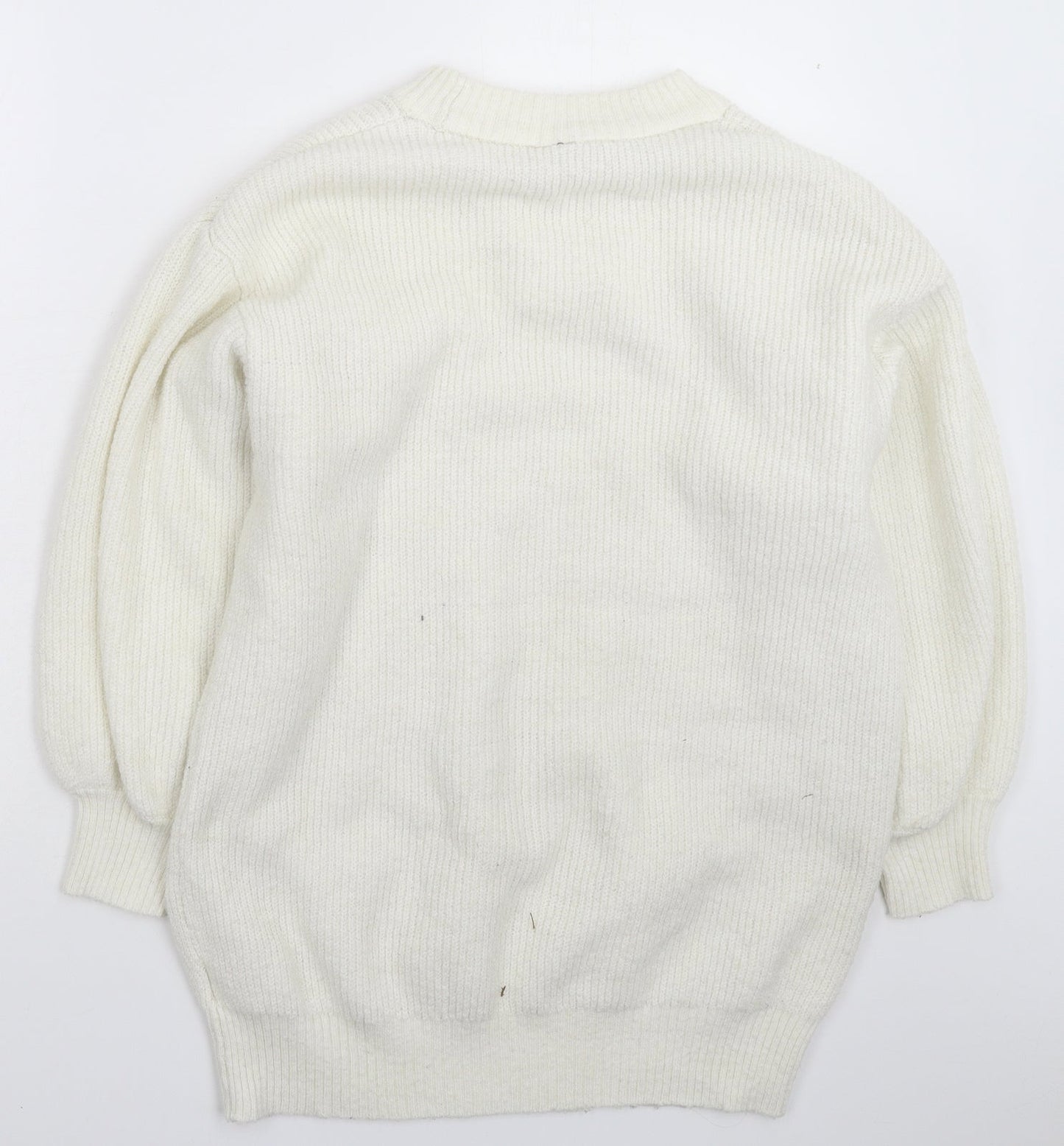 Divided Womens White  Knit Pullover Jumper Size L