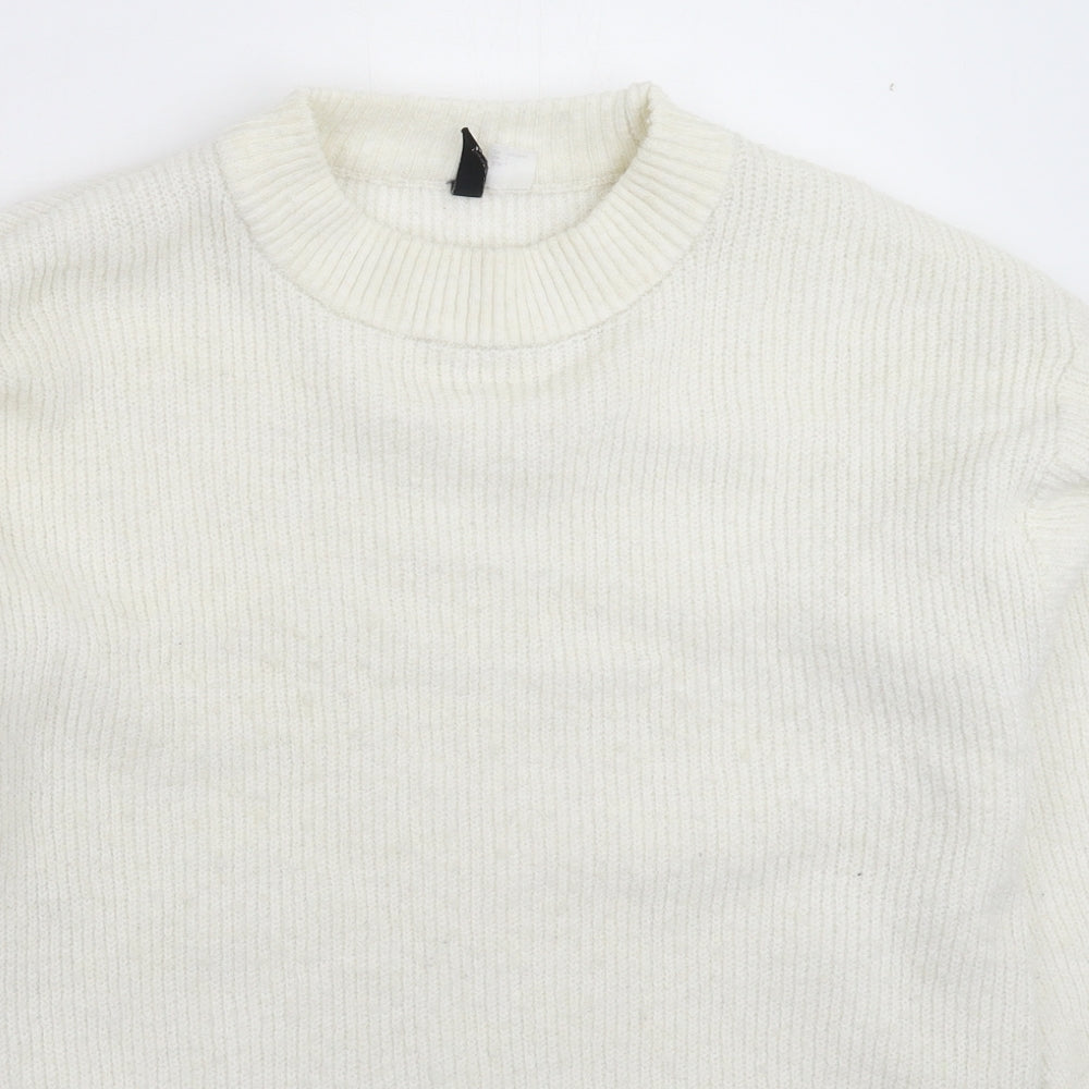 Divided Womens White  Knit Pullover Jumper Size L