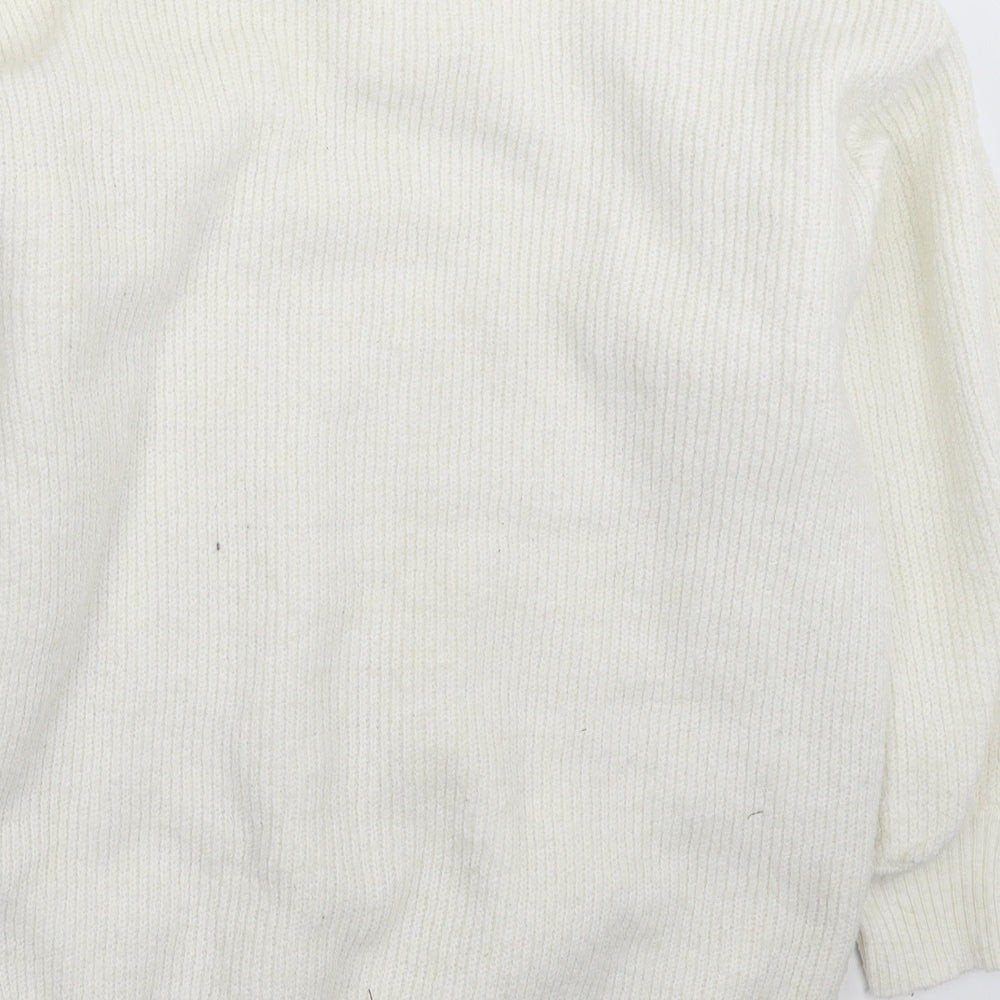 Divided Womens White  Knit Pullover Jumper Size L