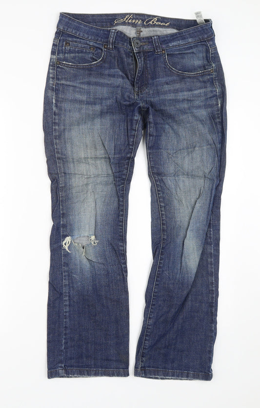 M&S Womens Blue  Denim Straight Jeans Size 10 L27 in