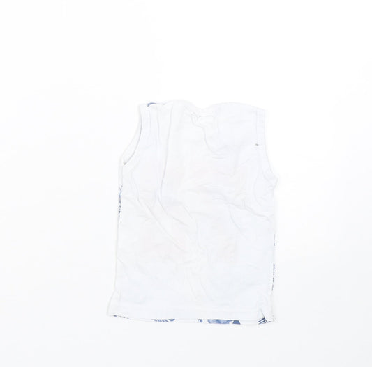 Preworn Boys White Floral  Basic Tank Size 3 Years