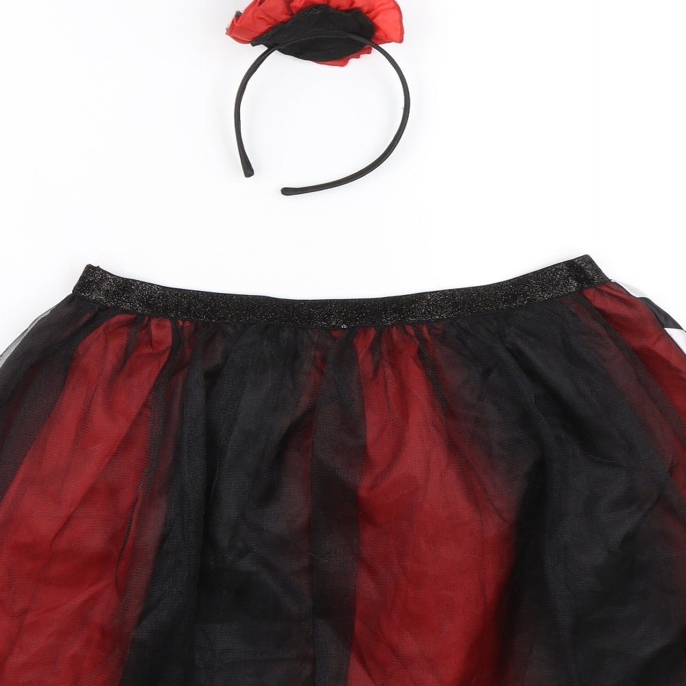 George Womens Red Check  Flare Skirt Size L  - headband included