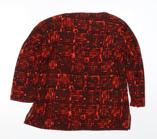 Rafaella Womens Orange Geometric  Basic T-Shirt Size L