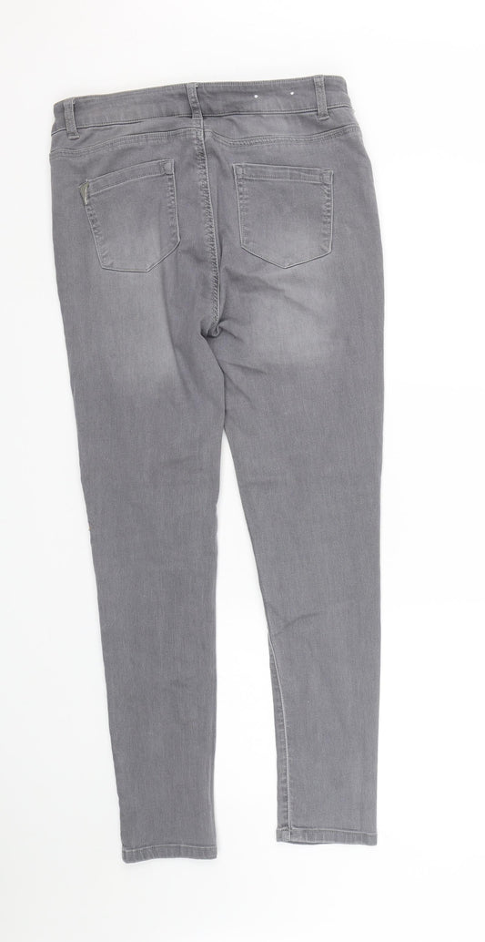 Peacocks Womens Grey   Skinny Jeans Size 14 L28 in
