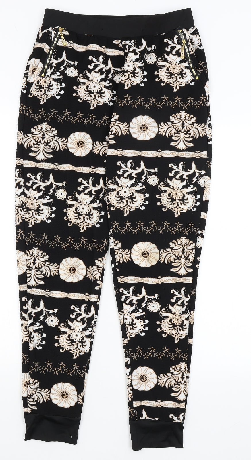 Preworn Womens Black Paisley  Capri Trousers Size S L27 in