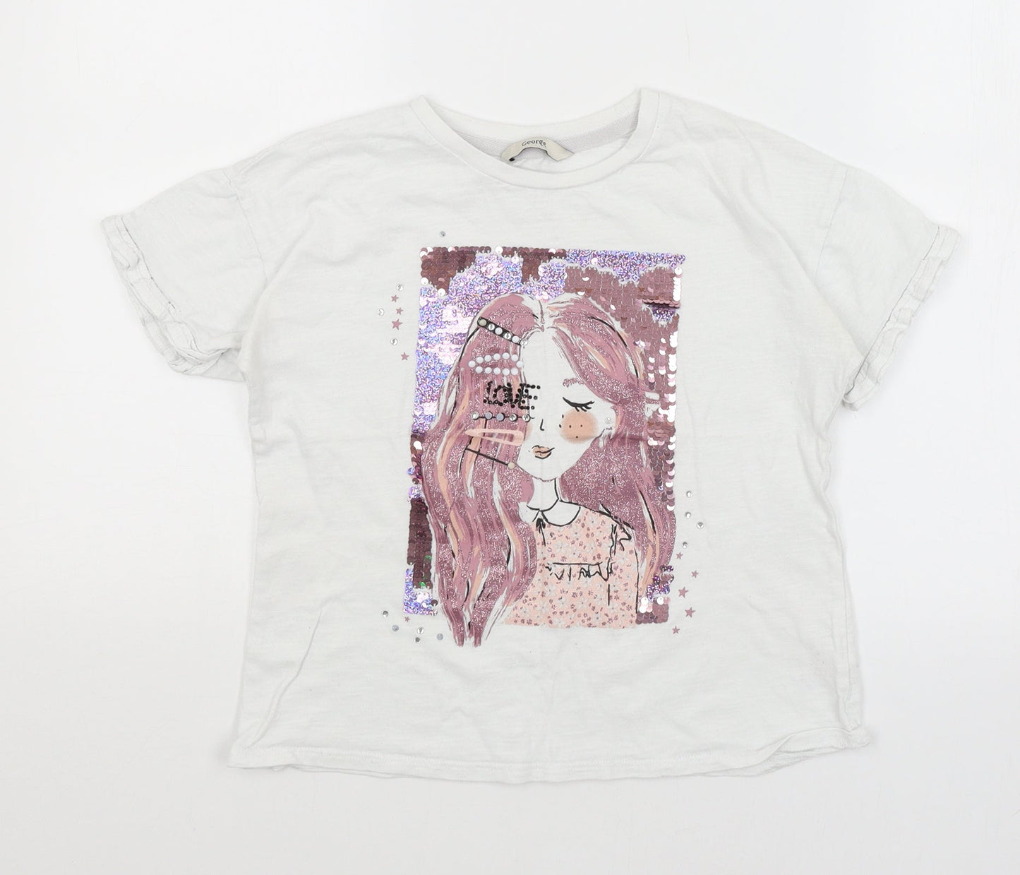 George Girls White   Basic T-Shirt Size 10-11 Years
