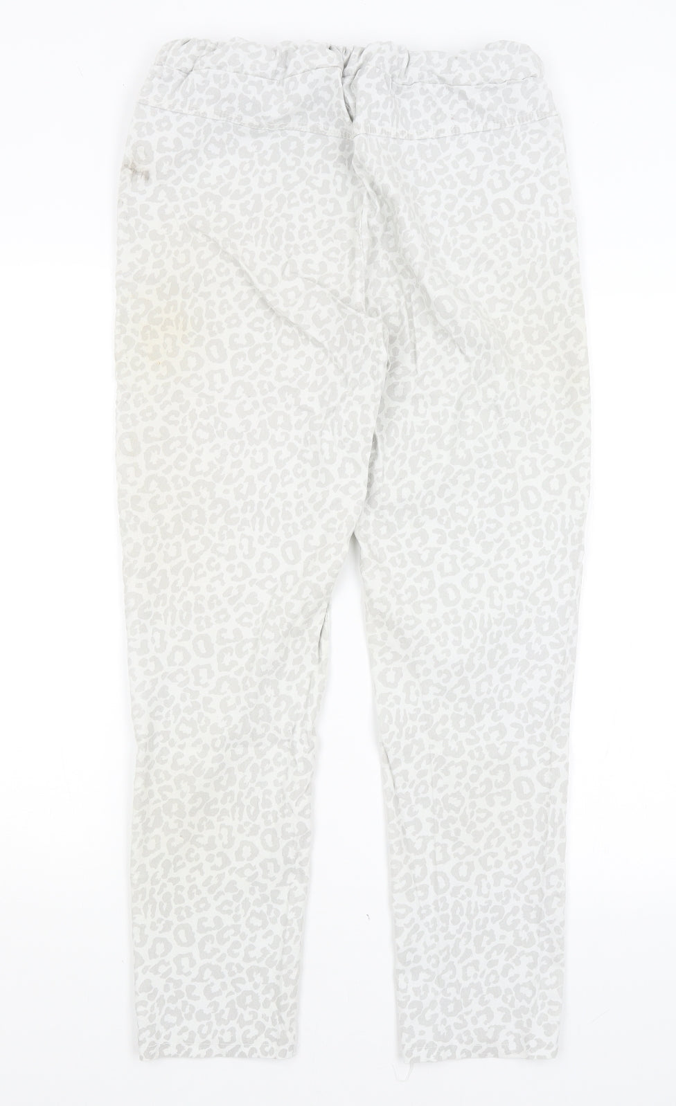 Moda Womens White Animal Print  Trousers  Size S L27 in