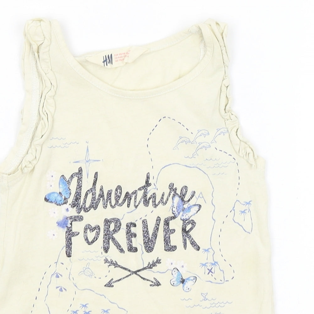 H&M Girls Yellow   Basic Tank Size 5-6 Years  - Adventure Forever