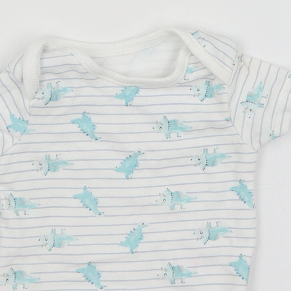 George Baby White Striped  Romper One-Piece Size 3-6 Months  - Dinosaurs