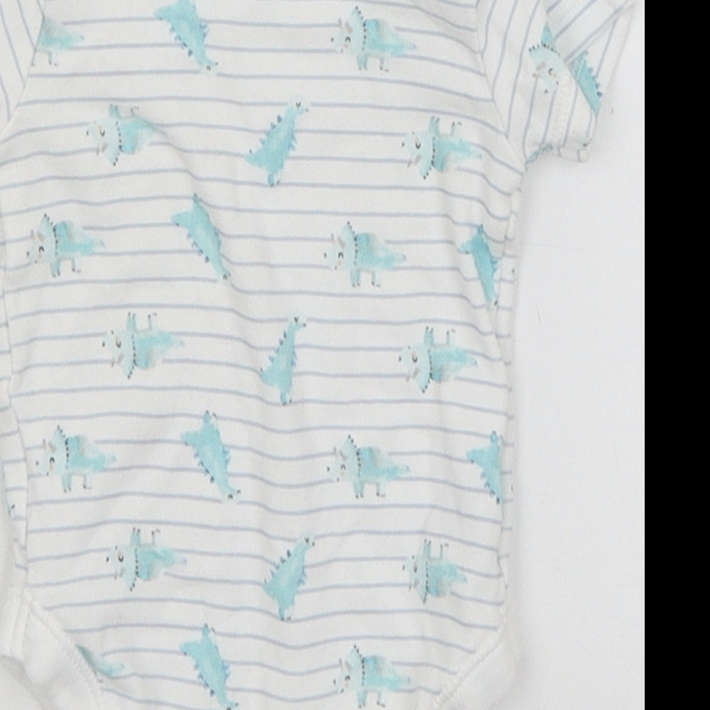 George Baby White Striped  Romper One-Piece Size 3-6 Months  - Dinosaurs