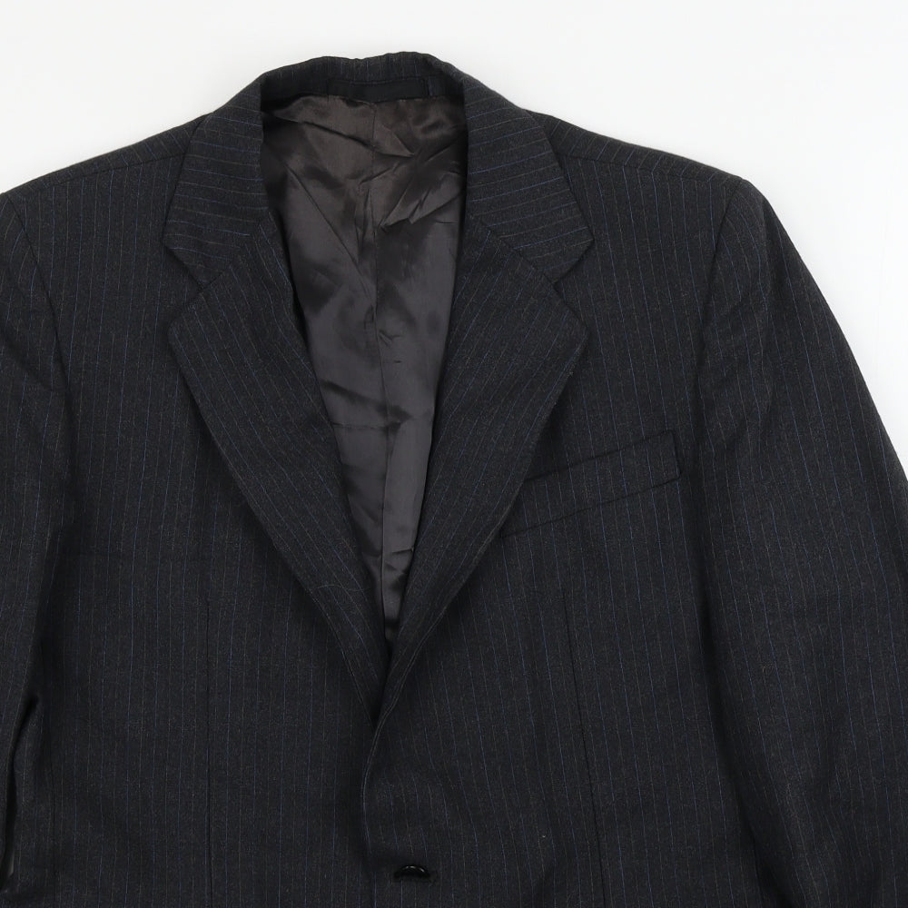Preworn  Mens Grey Striped  Jacket Blazer Size 38