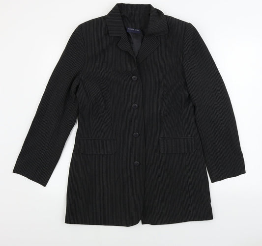 FASHION EXTRA Womens Black Striped  Jacket Blazer Size 12