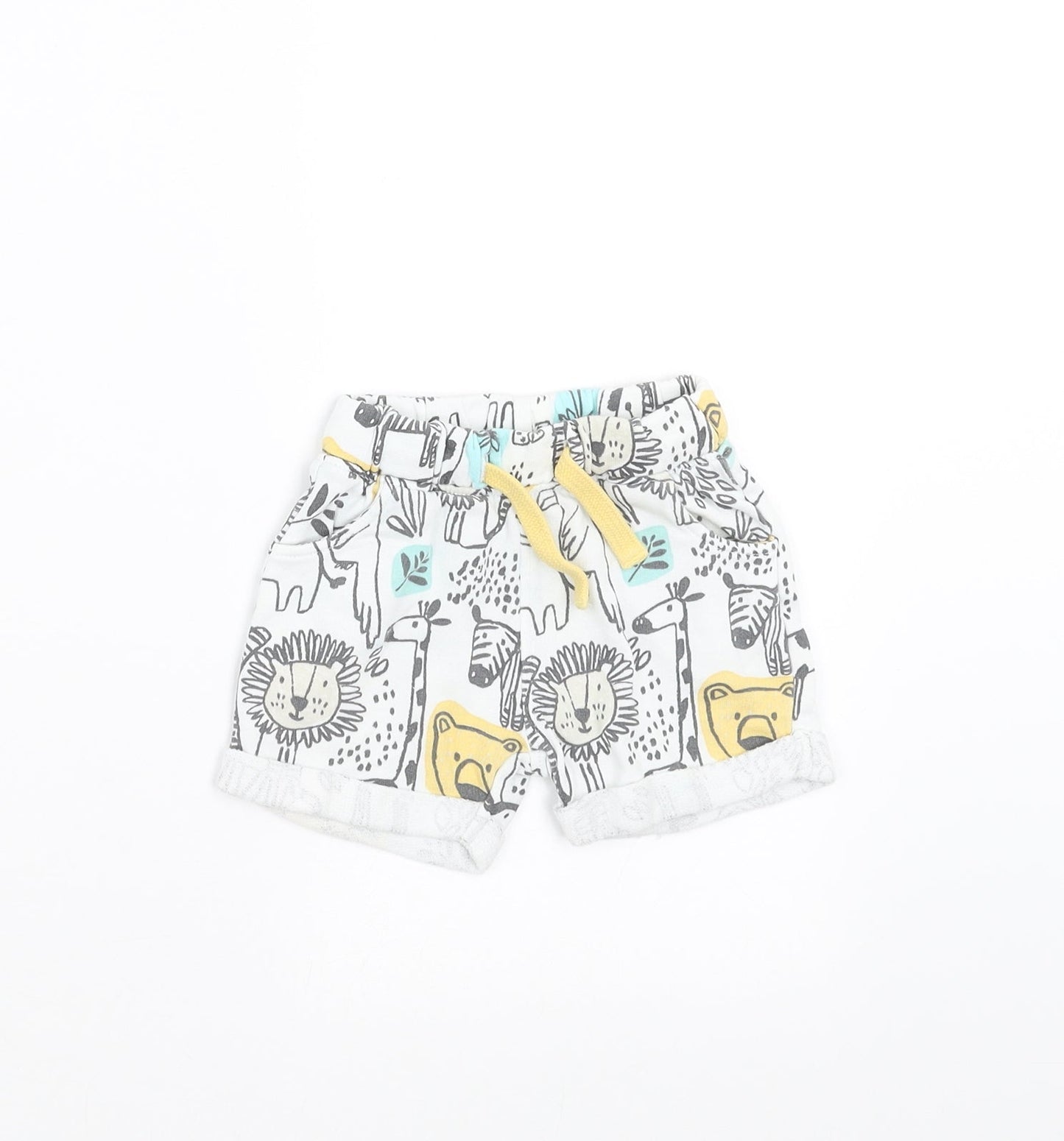 Marks and Spencer Baby White    Trousers Size 0-3 Months  - animals