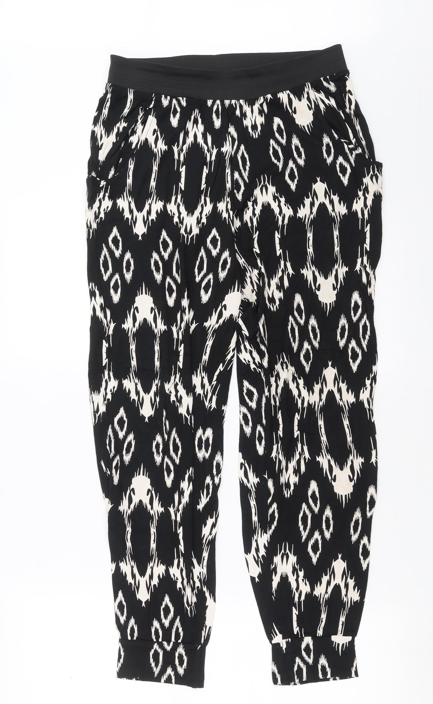 Liquid Womens Black Geometric  Trousers  Size M L27 in
