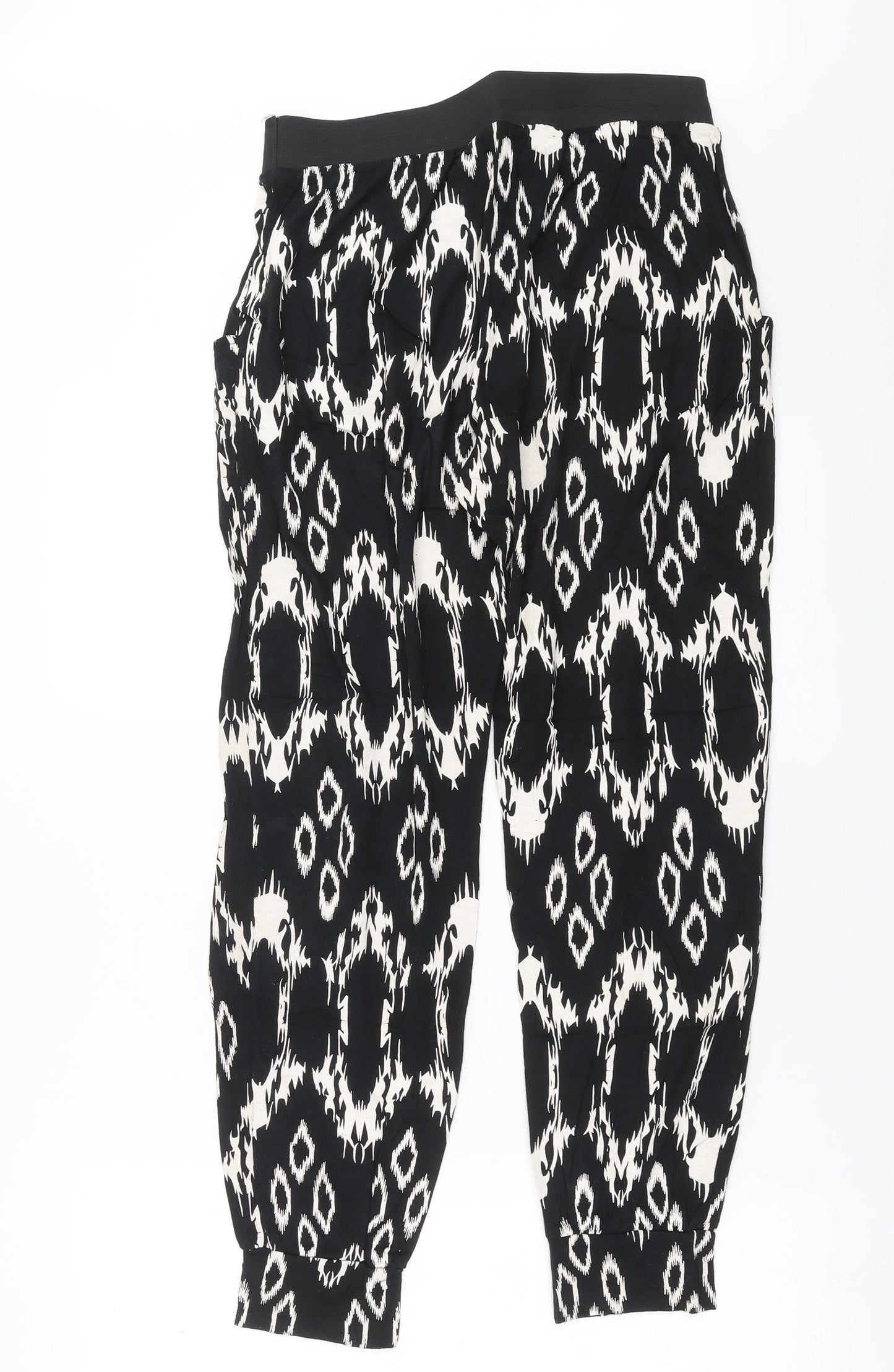 Liquid Womens Black Geometric  Trousers  Size M L27 in