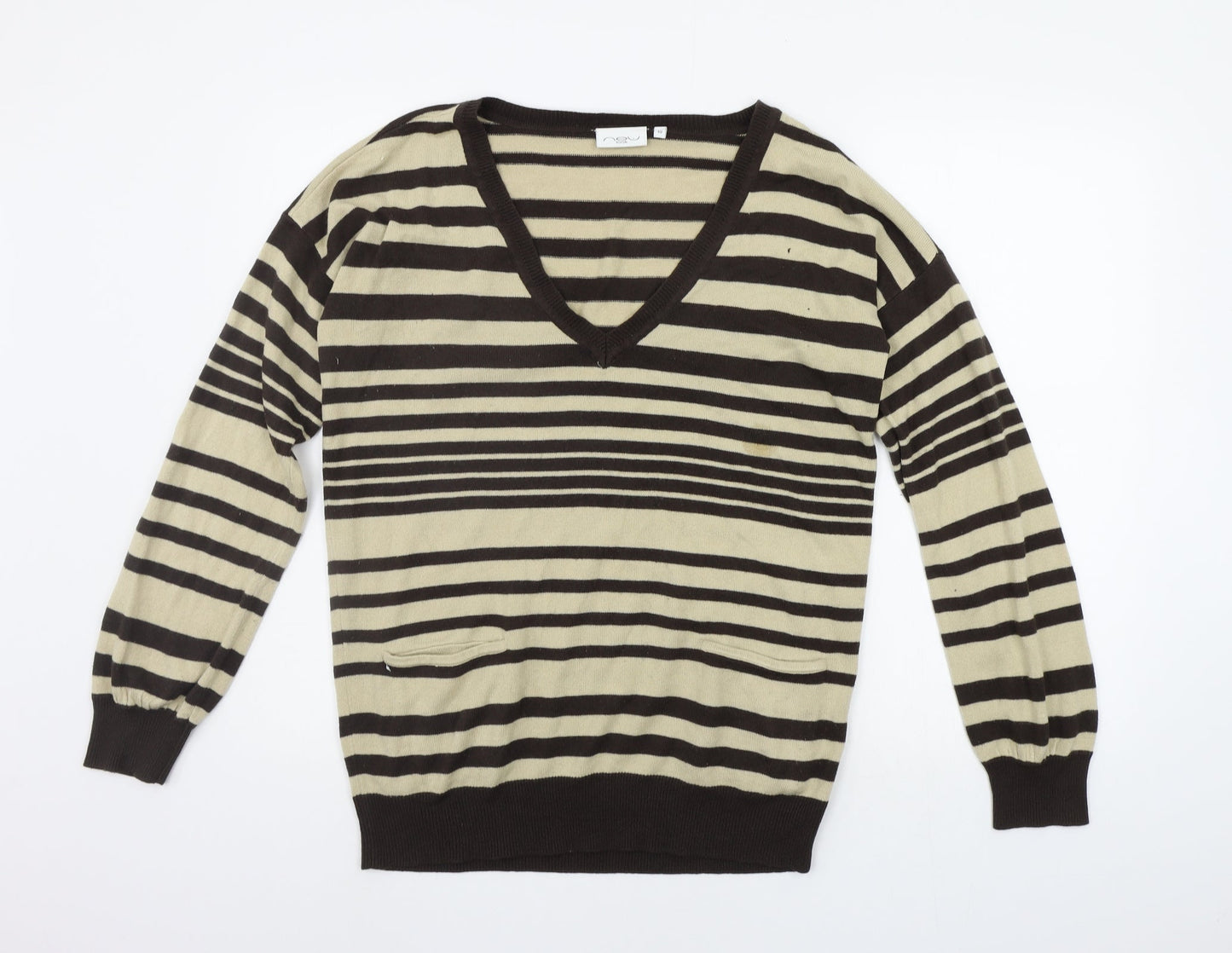 New Look Womens Beige Striped  Pullover Jumper Size 10