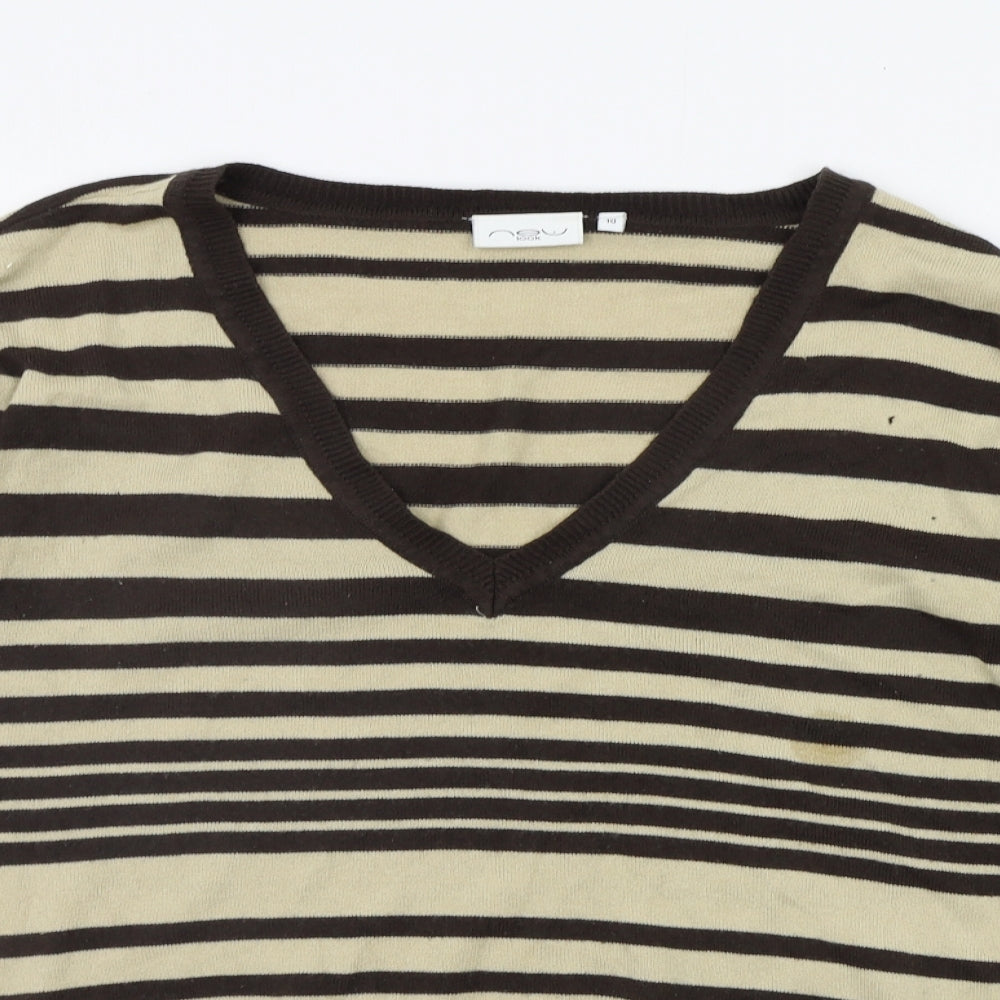 New Look Womens Beige Striped  Pullover Jumper Size 10