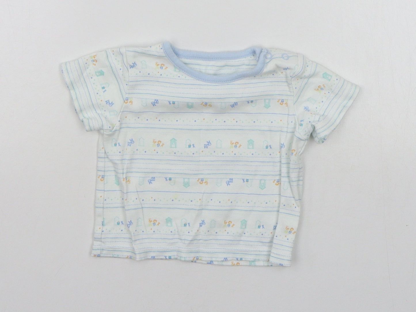 Marks and Spencer Baby White Geometric  Basic T-Shirt Size 3-6 Months