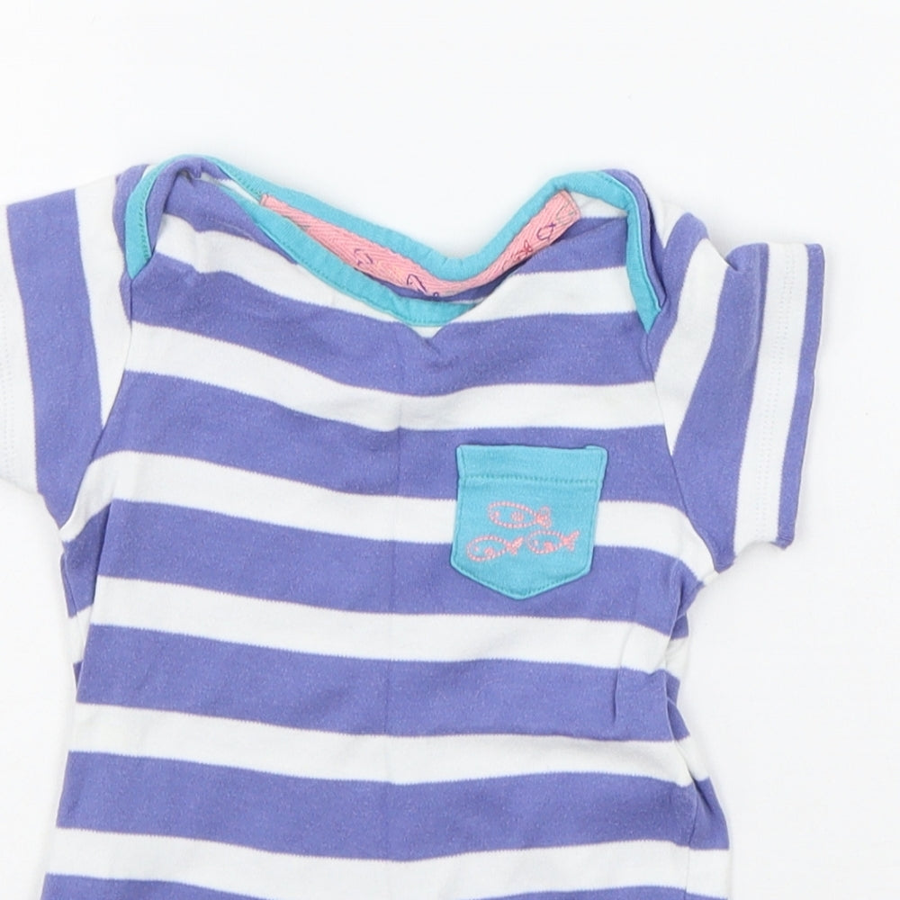 Marks and Spencer Baby Purple Striped  Babygrow One-Piece Size 0-3 Months